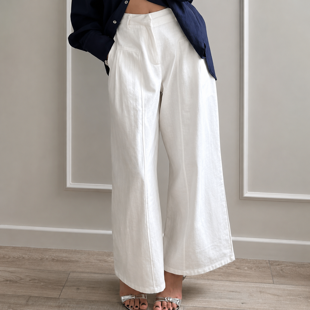 Andrea - Pantalón de Algodón de Pierna Ancha