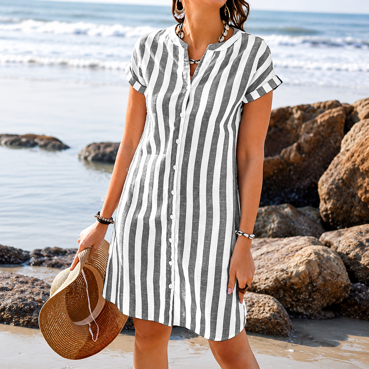 Luisa - Blusa de rayas de algodón y poliéster