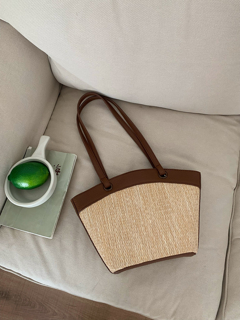 French Retro Straw Tote Bag