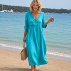 Noelia - Vestido midi de escote en V de poliéster