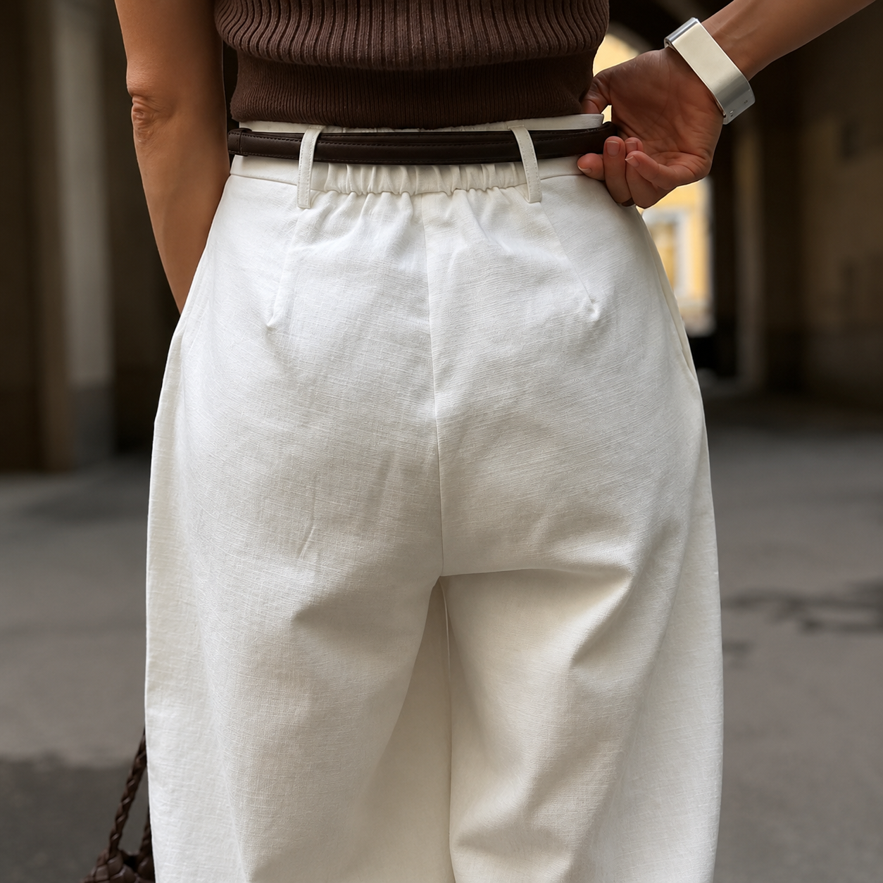 Andrea - Pantalón de Algodón de Pierna Ancha