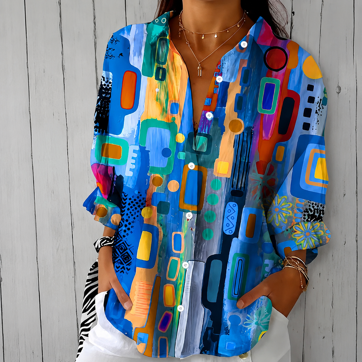 Alicia - camisa de estampado leopardo elástico