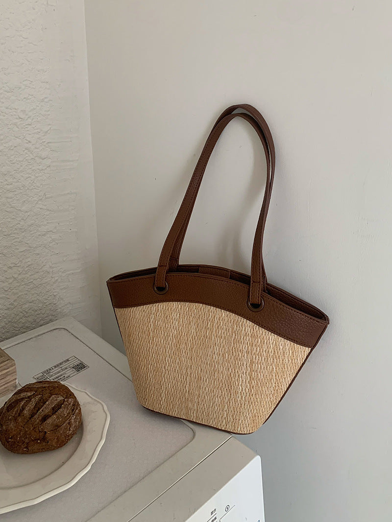French Retro Straw Tote Bag