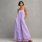 Marla – Vestido largo de poliéster a rayas
