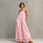 Marla – Vestido largo de poliéster a rayas