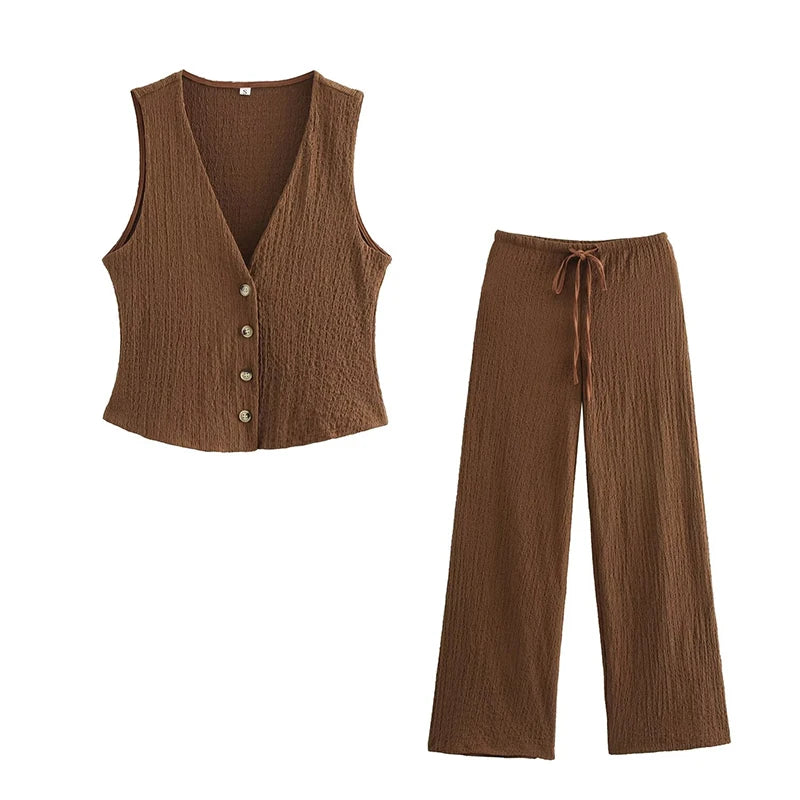 Sheena - Conjunto Elegante de Dos Piezas con Pantalón Acampanado