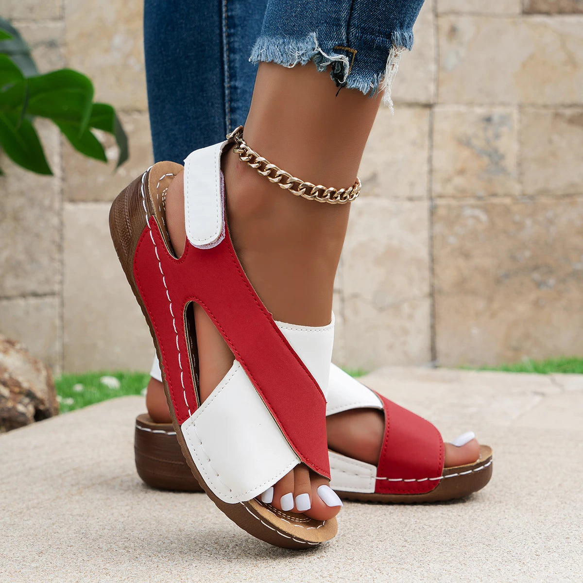 Marisa - Sandalias Elegancia Brillante con Cuña Cómoda