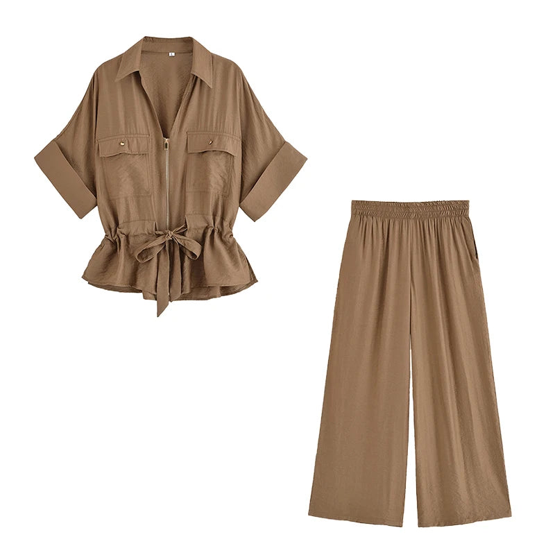 Dana - Conjunto Vintage Elegante de Blusa y Pantalón