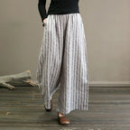 Nerea - Pantalón de Rayas de Lino y Algodón