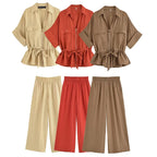 Dana - Conjunto Vintage Elegante de Blusa y Pantalón