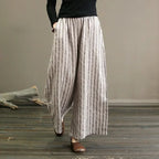 Nerea - Pantalón de Rayas de Lino y Algodón