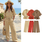 Dana - Conjunto Vintage Elegante de Blusa y Pantalón