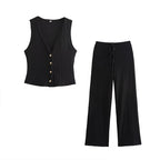 Sheena - Conjunto Elegante de Dos Piezas con Pantalón Acampanado