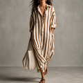 Lucia - Vestido camisero bohemio de algodón y poliéster
