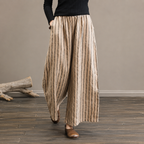 Nerea - Pantalón de Rayas de Lino y Algodón